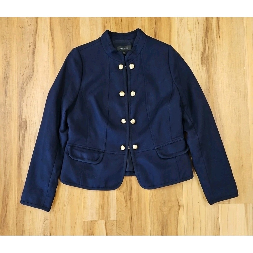 Talbots Navy Blue Military Jacket Gold Buttons Size 8 - Picture 5 of 9